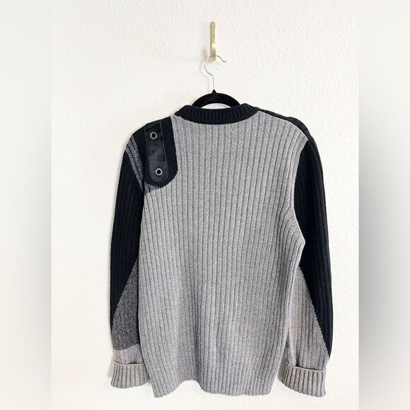 Vintage Ganni gray and black color block grunge grandpa wool sweater. Unisex - Picture 2 of 6